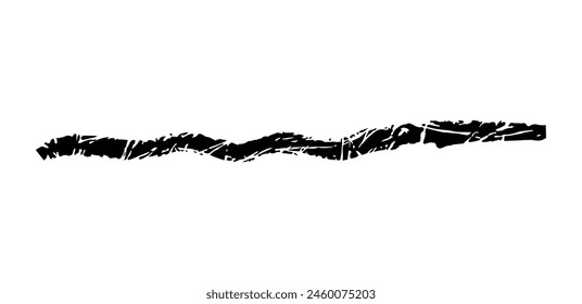 Dry brush mark, pencil squiggle and scribble. Hand drawn vector crayon various line, spiral doodle. Black rough highlighter, chalk stroke, pencil divider. Curly line. Scratchy strokes with rough edge