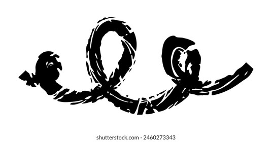 Dry brush mark, pencil squiggle and scribble. Hand drawn vector crayon various line, spiral and doodle. Black rough highlighter, chalk stroke, pencil divider. Curly line. Scratchy stroke