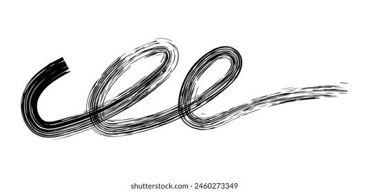 Dry brush mark, pencil squiggle and scribble. Hand drawn vector crayon various line, spiral and doodle. Black rough highlighter, chalk stroke, pencil divider. Curly line. Scratchy strokes 