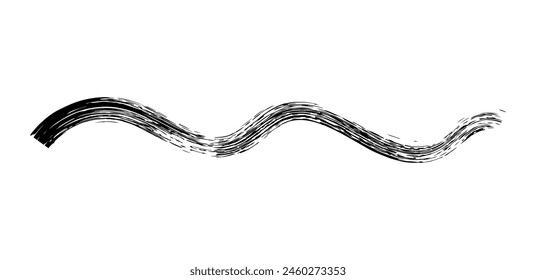 Marca de pincel seco, garabato de lápiz y garabato. Dibujado a mano Vector crayon varias líneas, espiral y garabato. Marcador de resaltado negro, trazo de tiza, divisor de lápiz. Línea rizada. Trazos rasguñosos 