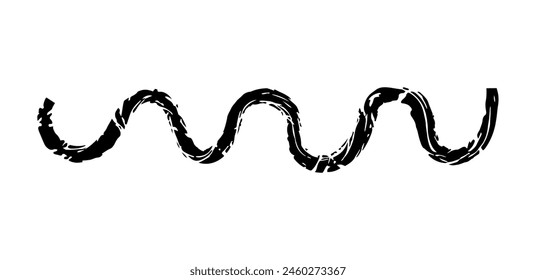 Dry brush mark, pencil squiggle and scribble. Hand drawn vector crayon various line, spiral doodle. Black rough highlighter, chalk stroke, pencil divider. Curly line. Scratchy strokes with rough edge
