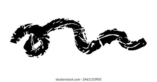 Marca de pincel seco, garabato de lápiz y garabato. Dibujado a mano Vector crayon varias líneas, espiral y garabato. Marcador de resaltado negro, trazo de tiza, divisor de lápiz.  Trazos rasgados con bordes ásperos.