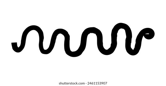 Marca de pincel seco, garabato de lápiz y garabato. Dibujado a mano Vector crayon varias líneas, espiral y garabato. Marcador de resaltado negro, trazo de tiza, divisor de lápiz.  Trazos rasgados con bordes ásperos.