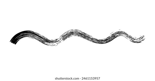 Dry brush mark, pencil squiggle and scribble. Hand drawn vector crayon various line, spiral and doodle. Black rough highlighter, chalk stroke, pencil divider. Curly line. Scratchy strokes 