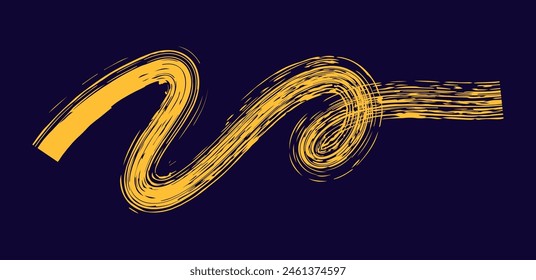 Dry brush mark, pencil squiggle and scribble. Hand drawn vector crayon various line, spiral and doodle. colored rough highlighter, chalk stroke, pencil divider. Curly line on dark background. 