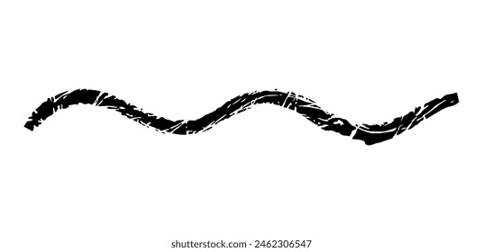 Dry brush mark, pencil squiggle and scribble. Hand drawn vector crayon various line, spiral doodle. Black rough highlighter, chalk stroke, pencil divider. Curly line. Scratchy strokes with rough edge