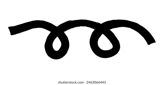 Dry brush mark, pencil squiggle and scribble. Hand drawn vector crayon various line, spiral and doodle. Black rough highlighter, chalk stroke, pencil divider. Curly line. Scratch