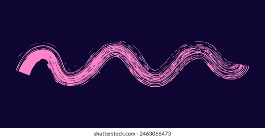 Dry brush mark, pencil squiggle and scribble. Hand drawn vector crayon various line, spiral and doodle. colored rough highlighter, chalk stroke, pencil divider. Curly line on dark background. 