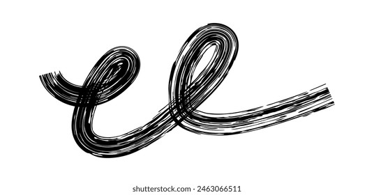 Dry brush mark, pencil squiggle and scribble. Hand drawn vector crayon various line, spiral and doodle. Black rough highlighter, chalk stroke, pencil divider.  Scratchy strokes with rough edges.