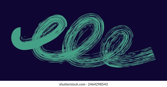 Dry brush mark, pencil squiggle and scribble. Hand drawn vector crayon various line, spiral and doodle. colored rough highlighter, chalk stroke, pencil divider. Curly line on dark background. 