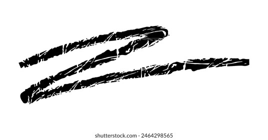 Dry brush mark, pencil squiggle and scribble. Hand drawn vector crayon various line, spiral doodle. Black rough highlighter, chalk stroke, pencil divider. Curly line. Scratchy strokes with rough edge