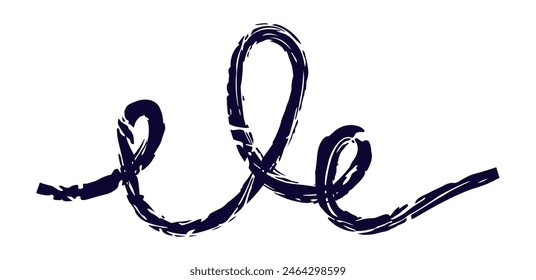 Dry brush mark, pencil squiggle and scribble. Hand drawn vector crayon various line, spiral and doodle. Black rough highlighter, chalk stroke, pencil divider. Curly line. Scratchy stroke