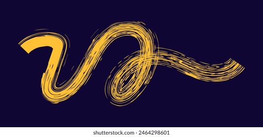 Dry brush mark, pencil squiggle and scribble. Hand drawn vector crayon various line, spiral and doodle. colored rough highlighter, chalk stroke, pencil divider. Curly line on dark background. 