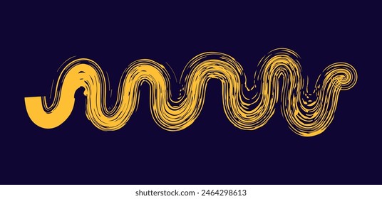 Dry brush mark, pencil squiggle and scribble. Hand drawn vector crayon various line, spiral and doodle. colored rough highlighter, chalk stroke, pencil divider. Curly line on dark background. 