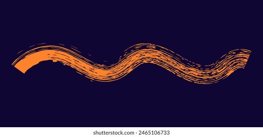 Marca de pincel seco, garabato de lápiz y garabato. Lápiz de Vector dibujado a mano de varias líneas, espiral y garabato. iluminador de color áspero, trazo de tiza, divisor de lápiz. Línea rizada sobre fondo oscuro. 
