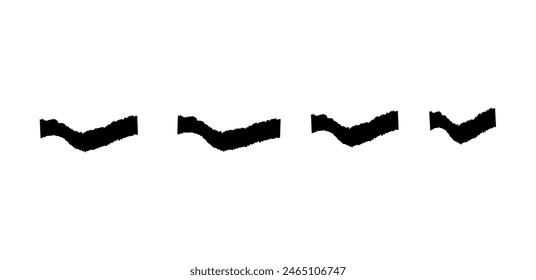 Dry brush mark, pencil squiggle and scribble. Hand drawn vector crayon various line, spiral and doodle. Black rough highlighter, chalk stroke, pencil divider.  Scratchy strokes with rough edges.