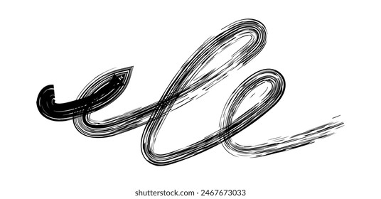 Dry brush mark, pencil squiggle and scribble. Hand drawn vector crayon various line, spiral and doodle. Black rough highlighter, chalk stroke, pencil divider. Curly line. Scratchy strokes 