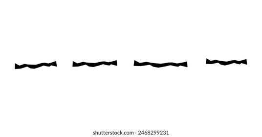 Dry brush mark, pencil squiggle and scribble. Hand drawn vector crayon various line, spiral and doodle. Black rough highlighter, chalk stroke, pencil divider. Curly line. Scratch