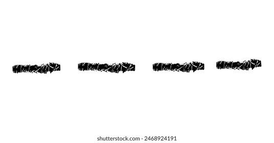 Marca de pincel seco, garabato de lápiz y garabato. Dibujado a mano Vector crayon varias líneas, garabato en espiral. Marcador de resaltado negro, trazo de tiza, divisor de lápiz. Línea rizada. Trazos rasgados con borde áspero