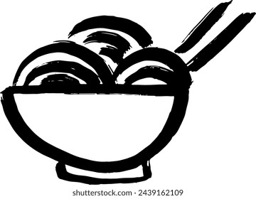 Dry Brush Noodles Cup Grunge Icon.