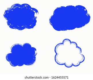 Dry brush paint clouds, vector, isolated