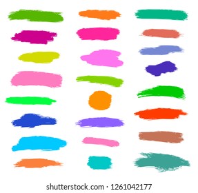 Dry brush, pen, marker, colored strokes set, hand drawn vector