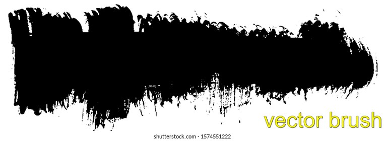 Dry brush stroke of black paint on a white background