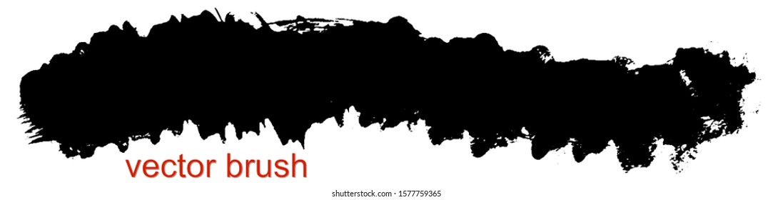 Dry brush stroke of black paint on a white background