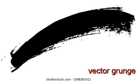 Dry brush stroke of black paint on a white background