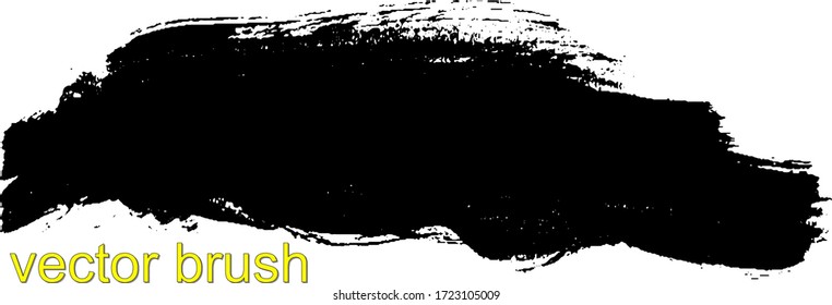 Dry brush stroke of black paint on a white background
