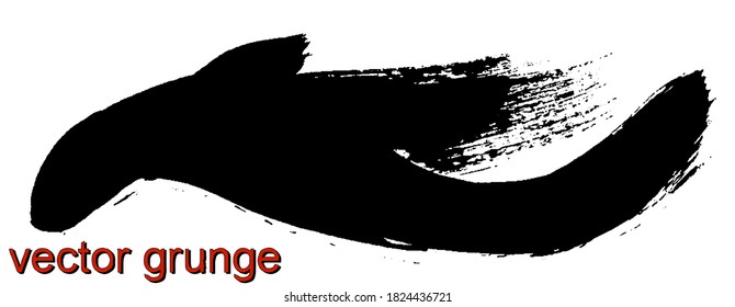 Dry brush stroke of black paint on a white background