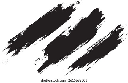 Dry Brush Stroke Set, Grunge Black Ink Textures for Artistic Design