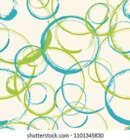 Dry brush stroke textured circles abstract geometric seamless pattern design