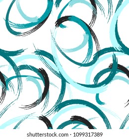Dry Brush Stroke Textured Circular Curves Abstract Seamless Pattern Design