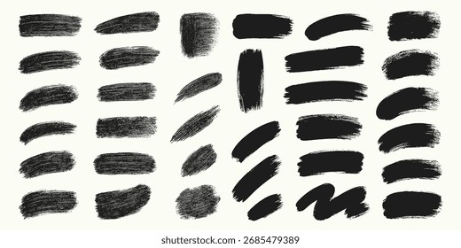 Juego De Vectores De Pincelada Seca – Pintura Texturizada Grunge Muestras Y Elementos De Manchas De Tinta