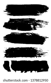 Dry brush strokes. Black stripes on white background. Vector grunge brush. Abstract dark lines. Dirty pattern for background