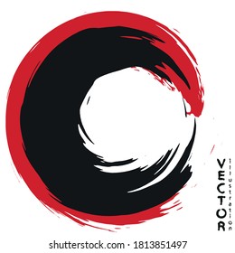 Dry brush strokes of red and black paint in grunge style