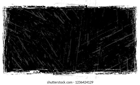 Dry Brush Strokes and Scratches Retro Grunge Frame. Cartoon Cracked Noisy Surface Border. Frame with Overlay Rust Metal Texture. Concrete, Chalk Banner Design Background.