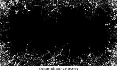 Dry Brush Strokes and Scratches Retro Grunge Frame. Cartoon Cracked Noisy Surface Border. Frame with Watercolor Splatter Style Texture. Sketch Cartoon Banner Design Background.