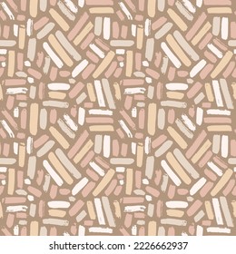 Dry Brush Strokes Seamless Beige Pattern. Hand Drawn Artwork Abstract Vector Background