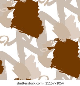 Dry Brush Strokes. Seamless Pattern for Textile, Linen, Chintz. Colorful Seamless Ornament in Trendy Colors. Vector Abstract Background. Rapport