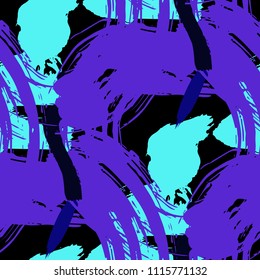 Dry Brush Strokes. Seamless Pattern for Print, Textile, Wallpaper. Bright Seamless Ornament in Vintage Colors. Vector Abstract Background. Rapport