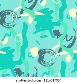 Dry Brush Strokes. Seamless Pattern for Cloth, Textile, Wallpaper. Colorful Seamless Ornament in Trendy Colors. Vector Abstract Background. Rapport