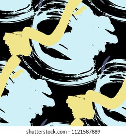 Dry Brush Strokes. Seamless Pattern for Print, Textile, Wallpaper. Colorful Seamless Ornament in Trendy Colors. Vector Abstract Background. Rapport