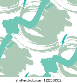 Dry Brush Strokes. Seamless Pattern for Cloth, Linen, Chintz. Bright Seamless Ornament in Vintage Colors. Vector Abstract Background. Rapport