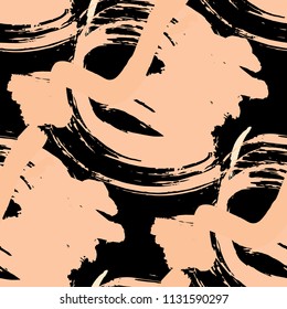 Dry Brush Strokes. Seamless Pattern for Textile, Print, Tablecloth. Bright Seamless Ornament in Modern Colors. Vector Abstract Background. Rapport