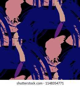 Dry Brush Strokes. Seamless Pattern for Curtain, Print, Tablecloth. Colorful Seamless Ornament in Vintage Colors. Vector Abstract Background. Rapport
