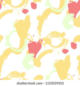 Dry Brush Strokes. Seamless Pattern for Textile, Linen, Chintz. Colorful Seamless Ornament in Retro Colors. Vector Abstract Background. Rapport