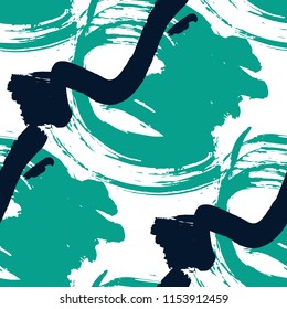 Dry Brush Strokes. Seamless Pattern for Print, Textile, Wallpaper. Colorful Seamless Ornament in Retro Colors. Vector Abstract Background. Rapport