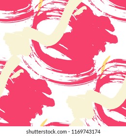 Dry Brush Strokes. Seamless Pattern for Print, Textile, Wallpaper. Colorful Seamless Ornament in Modern Colors. Vector Abstract Background. Rapport